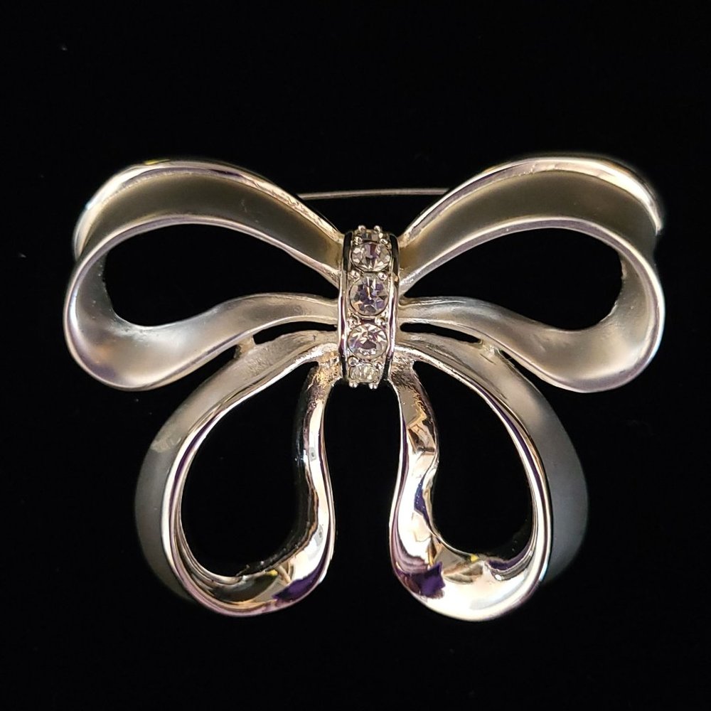 Napier Gorgeous Satin Brooch Twisted Bow Large VTG Jewlery Pin Back Mark 6349